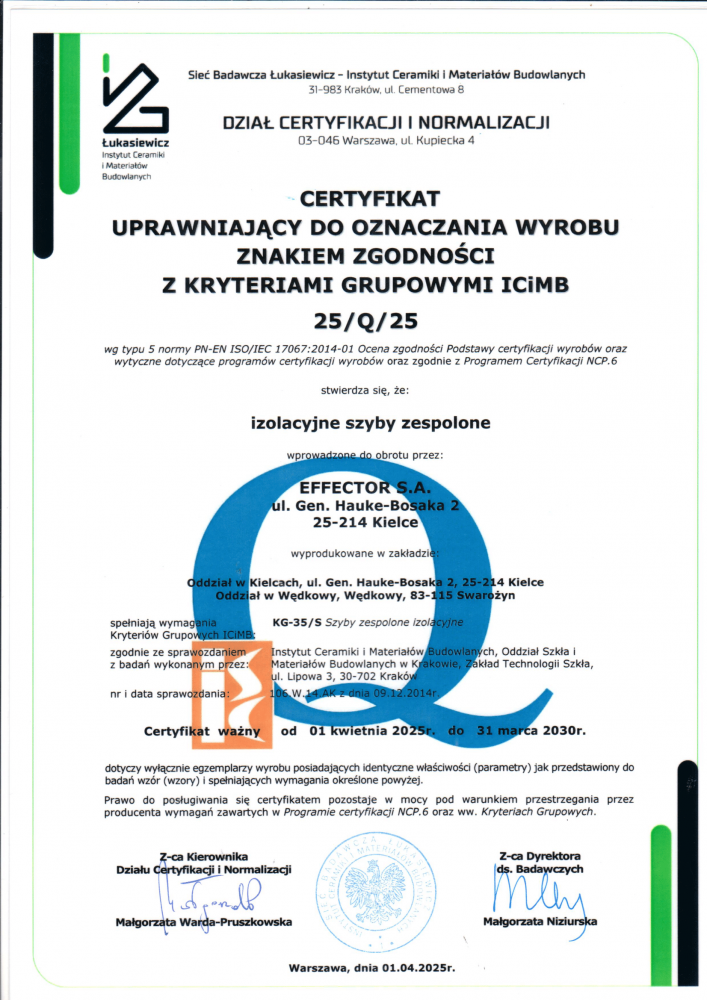 znak zgodności z kryteriami grupowymi ICiMB-1
